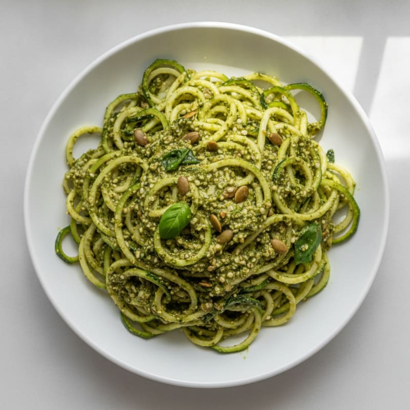 Raw Zucchini Noodles with Pesto