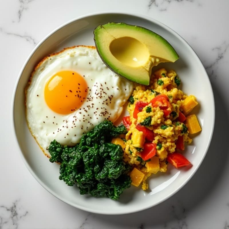 Savory Egg Scramble with Fresh Avocado and Sautéed Greens