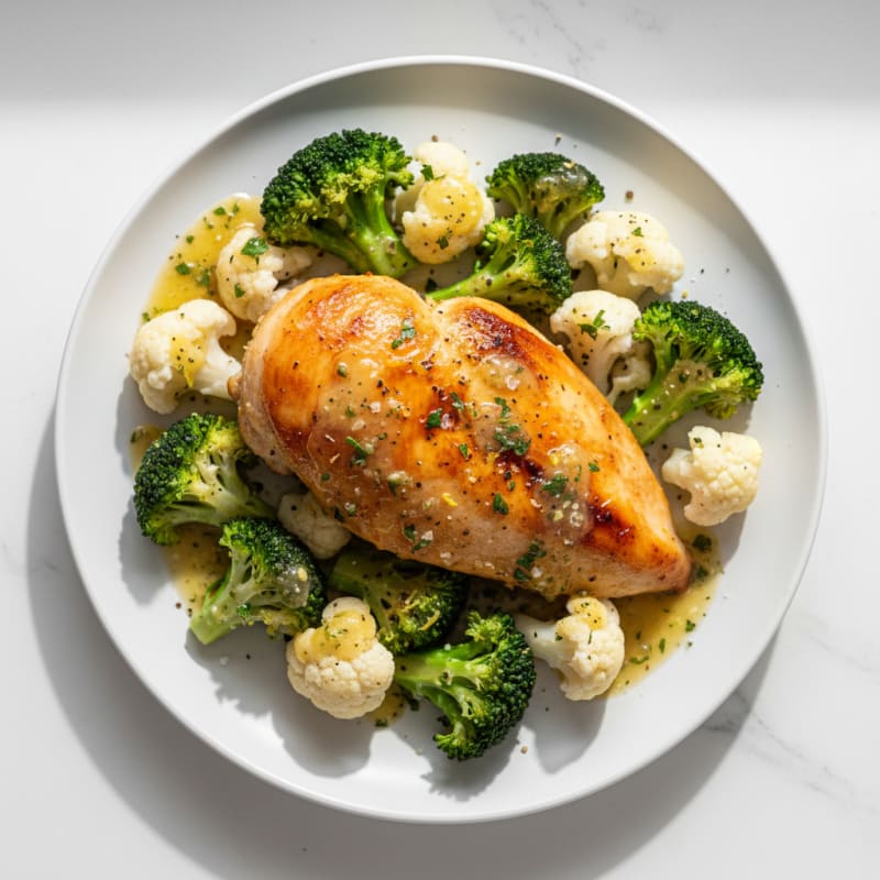 Lemon-Herb Roasted Chicken with Broccoli and Cauliflower