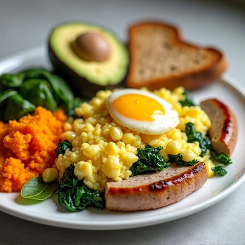 Egg White Scramble with Spinach and Turkey Sausage