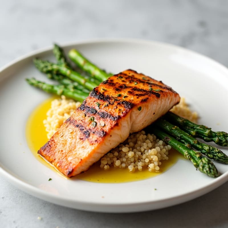 Seared Salmon with Quinoa and Roasted Asparagus