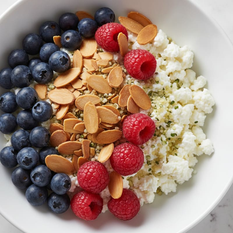Cottage Cheese and Berry Protein Bowl with Almonds