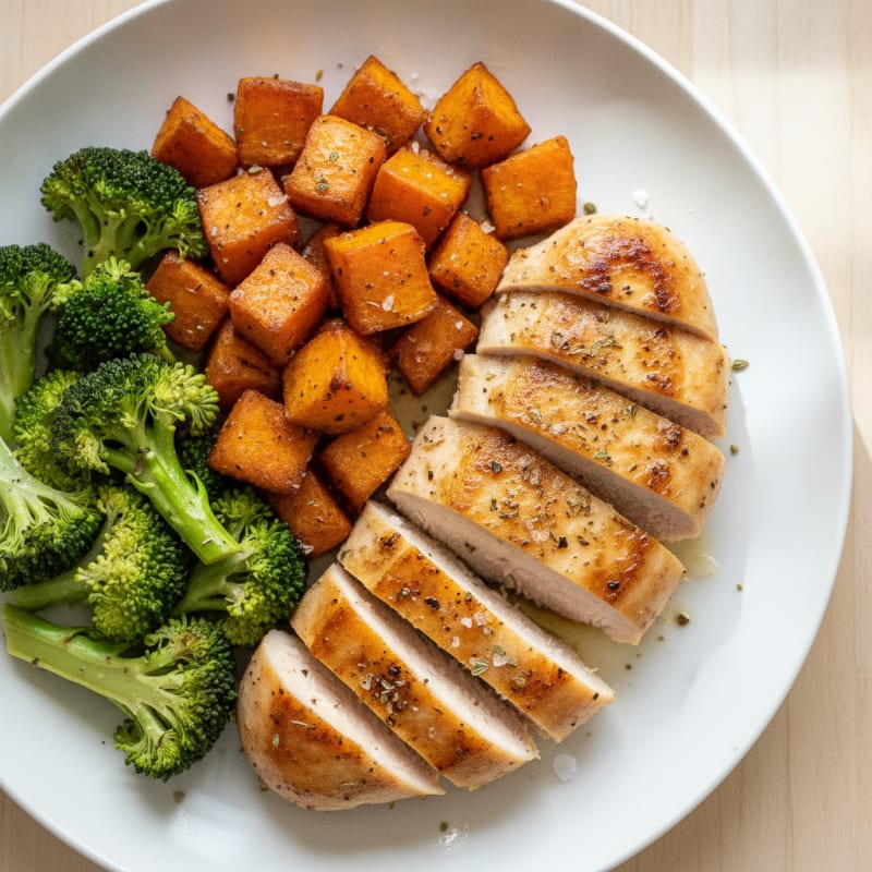 Lemon Herb Chicken with Roasted Sweet Potatoes