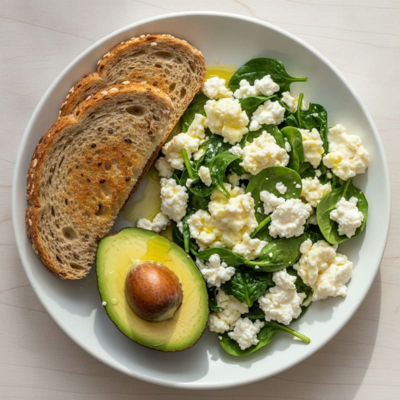 Scrambled Egg Whites with Spinach and Cottage Cheese
