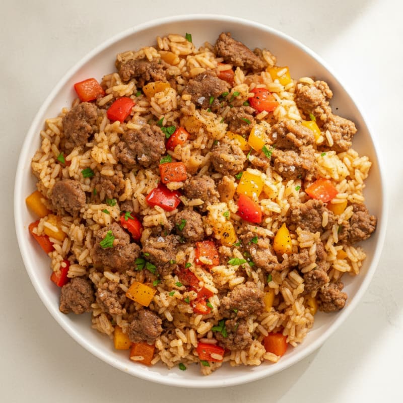 Ground Beef and Bell Pepper Rice Skillet