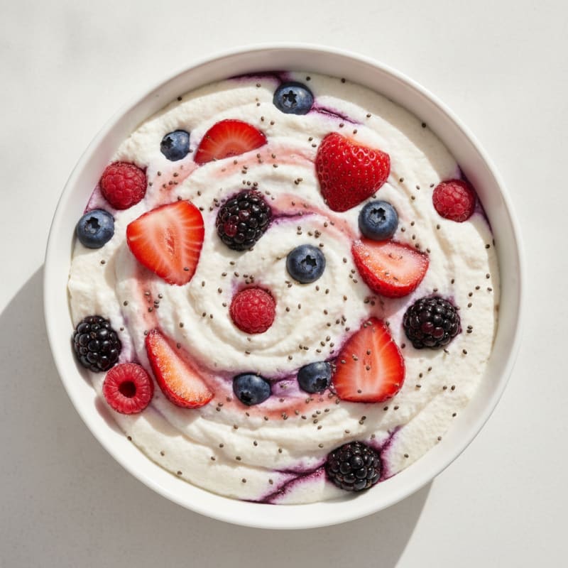 Silky Greek Yogurt Protein Mousse with Mixed Berries