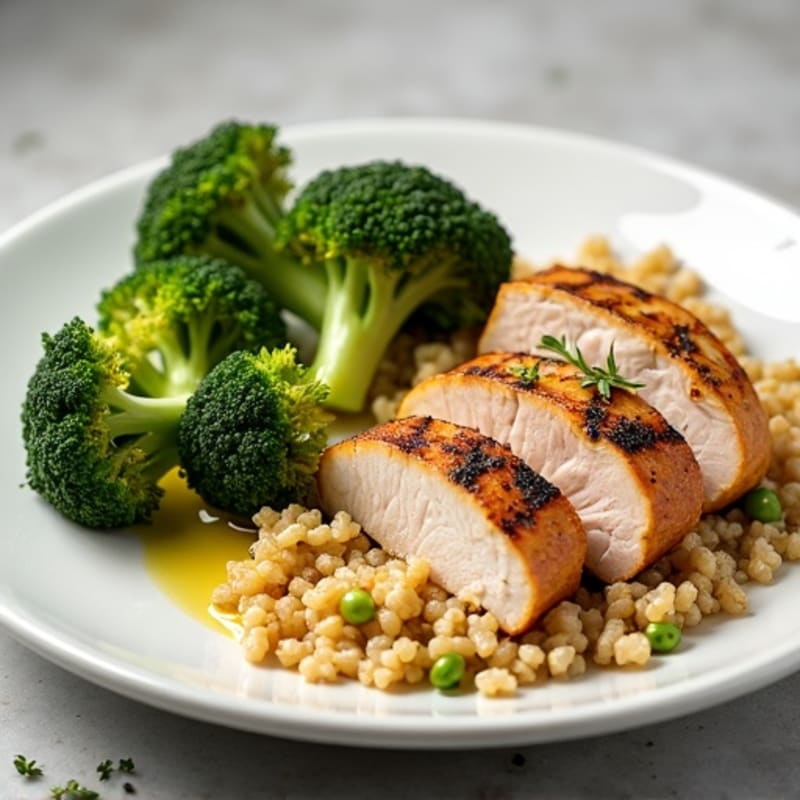 Grilled Turkey Breast with Roasted Broccoli and Quinoa