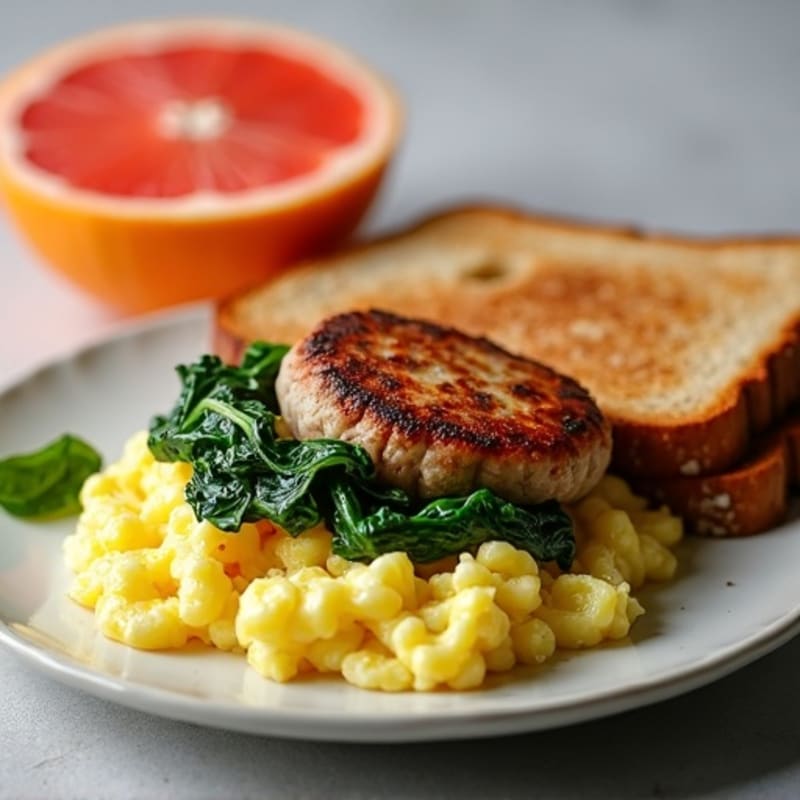 Scrambled Egg Whites with Spinach and Turkey Sausage