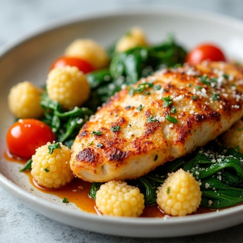Crispy Gnocchi with Fresh Spinach and Roasted Cherry Tomatoes