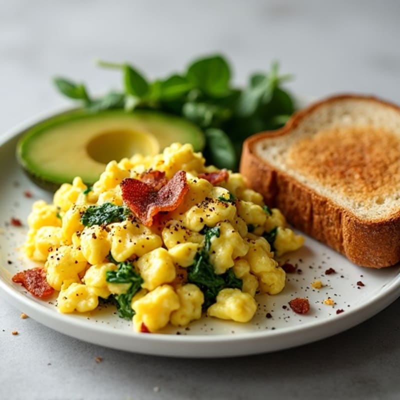 Egg White Scramble with Spinach and Turkey Bacon