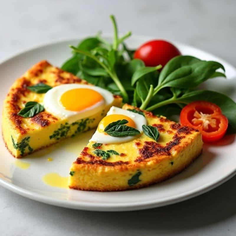 Silky Baked Egg Frittata with Fresh Spinach and Roasted Bell Peppers