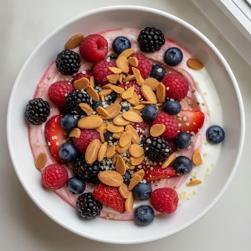 Creamy Greek Yogurt Bowl with Mixed Berries and Toasted Almonds