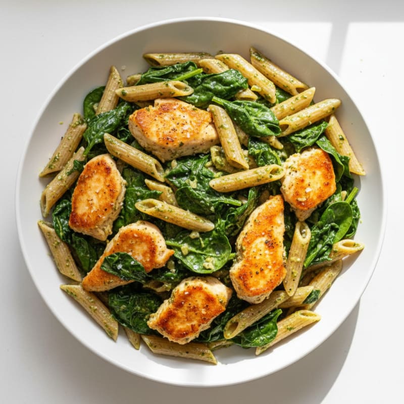 Creamy Pesto Chicken and Spinach Pasta