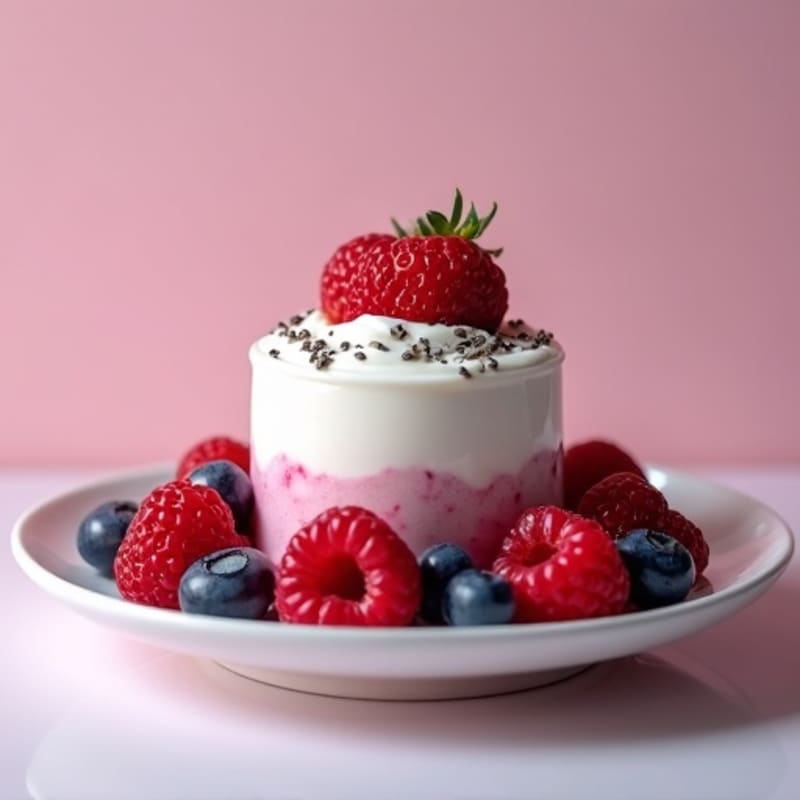 Greek Yogurt Protein Mousse with Mixed Berries