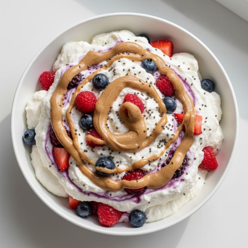 Greek Yogurt Protein Mousse with Mixed Berries