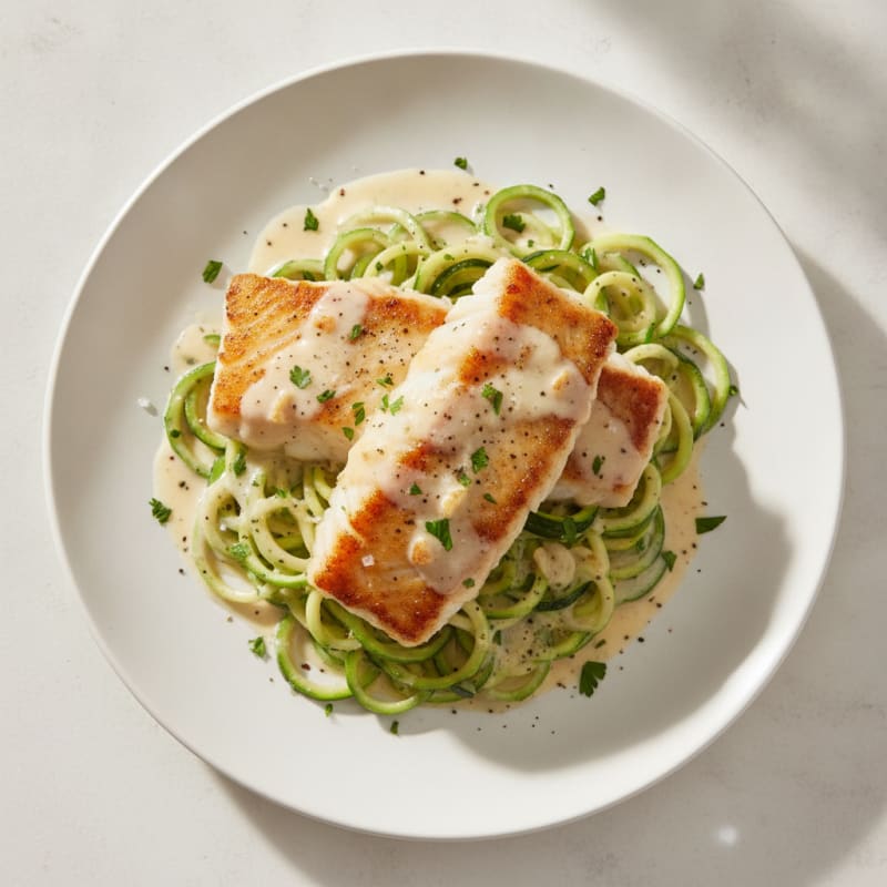 Pan-Seared Cod with Garlic Alfredo
