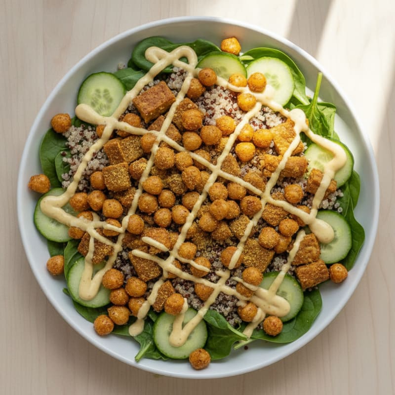 Crispy Chickpea and Quinoa Bowl with Lemon Tahini Drizzle