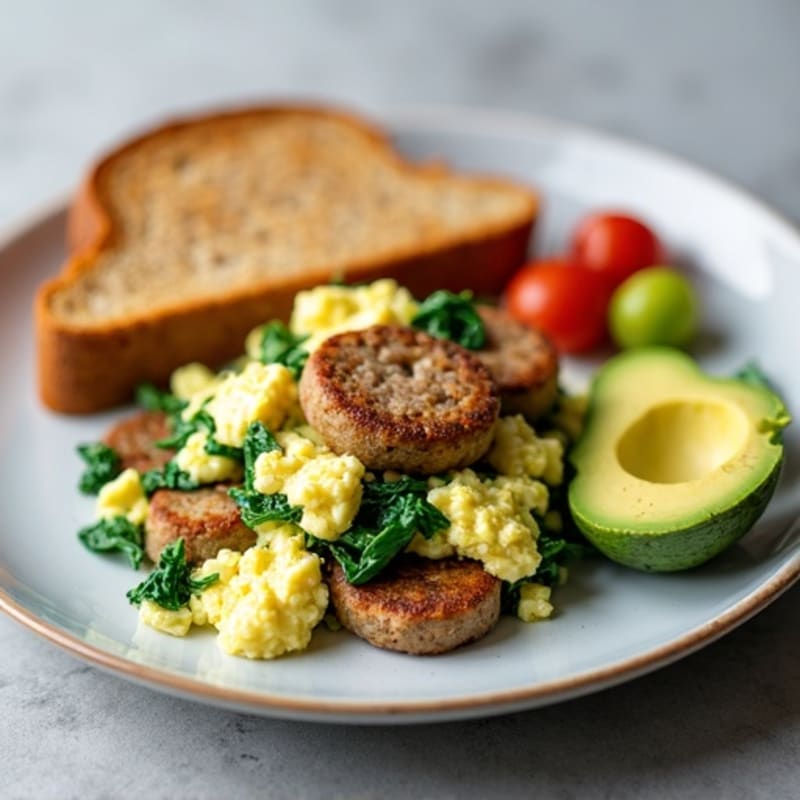 Egg White Scramble with Spinach and Turkey Sausage