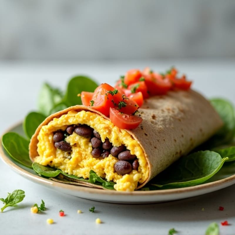 Fluffy Egg White and Black Bean Burrito with Fresh Salsa