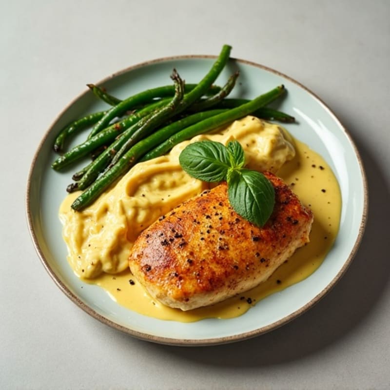 Creamy Coconut Chicken with Crispy Roasted Green Beans