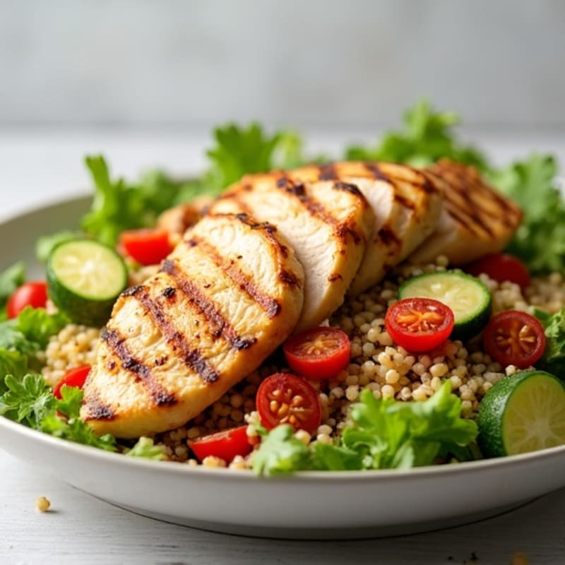 Grilled Chicken and Quinoa Salad with Crunchy Vegetables