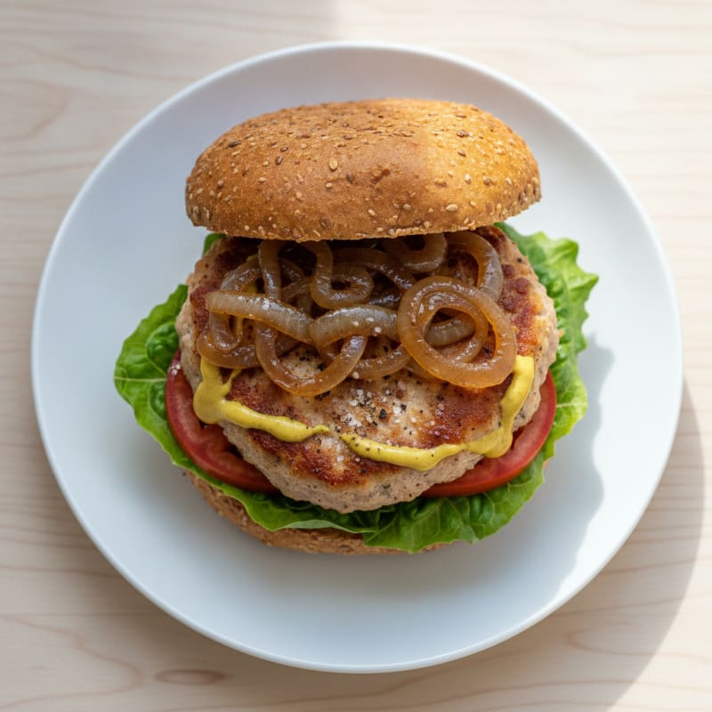 Turkey Burger with Caramelized Onions