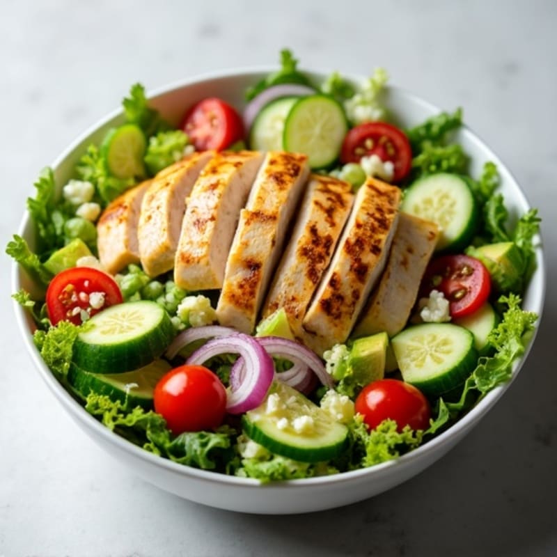 Creamy Avocado and Crispy Green Salad Bowl with Zesty Vinaigrette