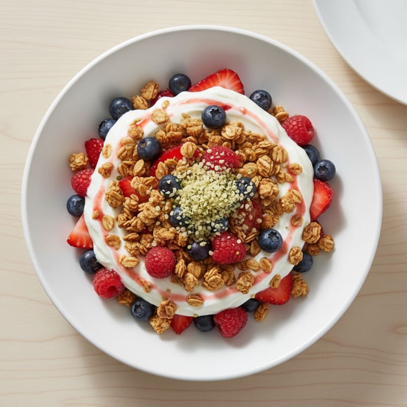 Greek Yogurt Parfait with Mixed Berries and Protein Granola