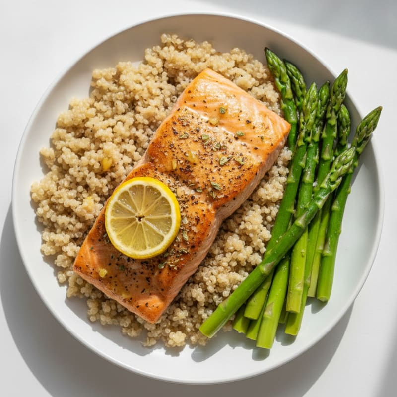 Herb-Roasted Salmon with Quinoa and Asparagus