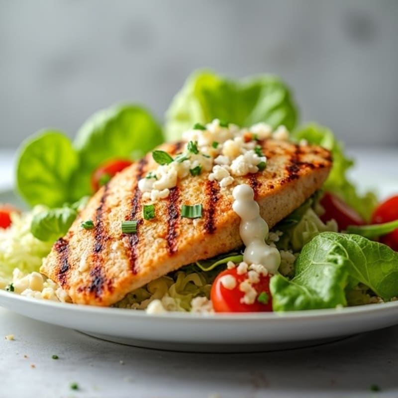Grilled Chicken Caesar Salad with Crispy Romaine and Creamy Dressing