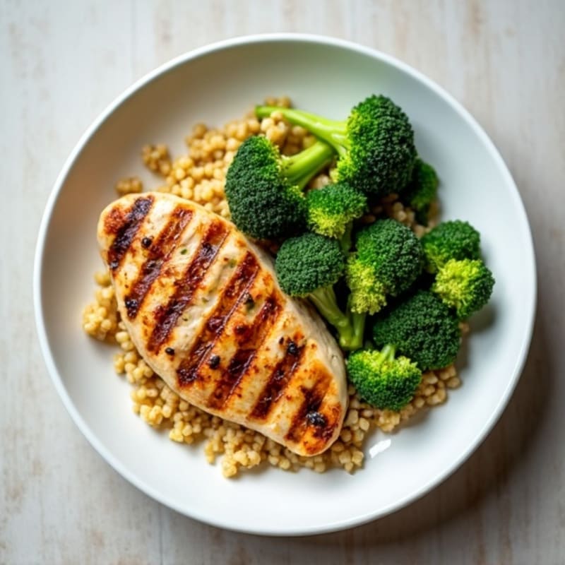 Grilled Chicken Breast with Quinoa and Steamed Broccoli