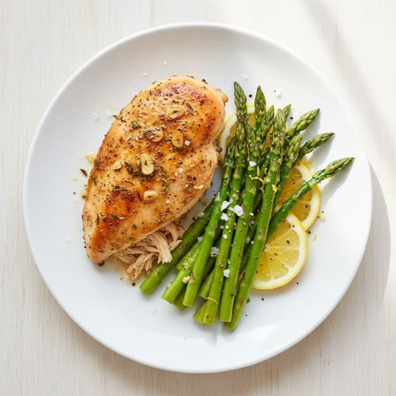 Garlic Herb Roasted Chicken with Asparagus