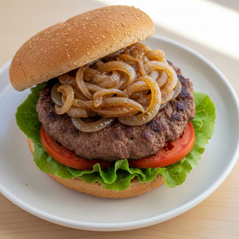 Classic Beef Burger with Caramelized Onions
