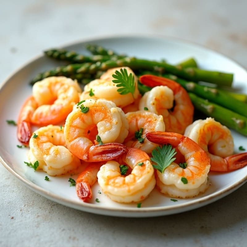 Garlic Butter Shrimp Scampi with Roasted Asparagus