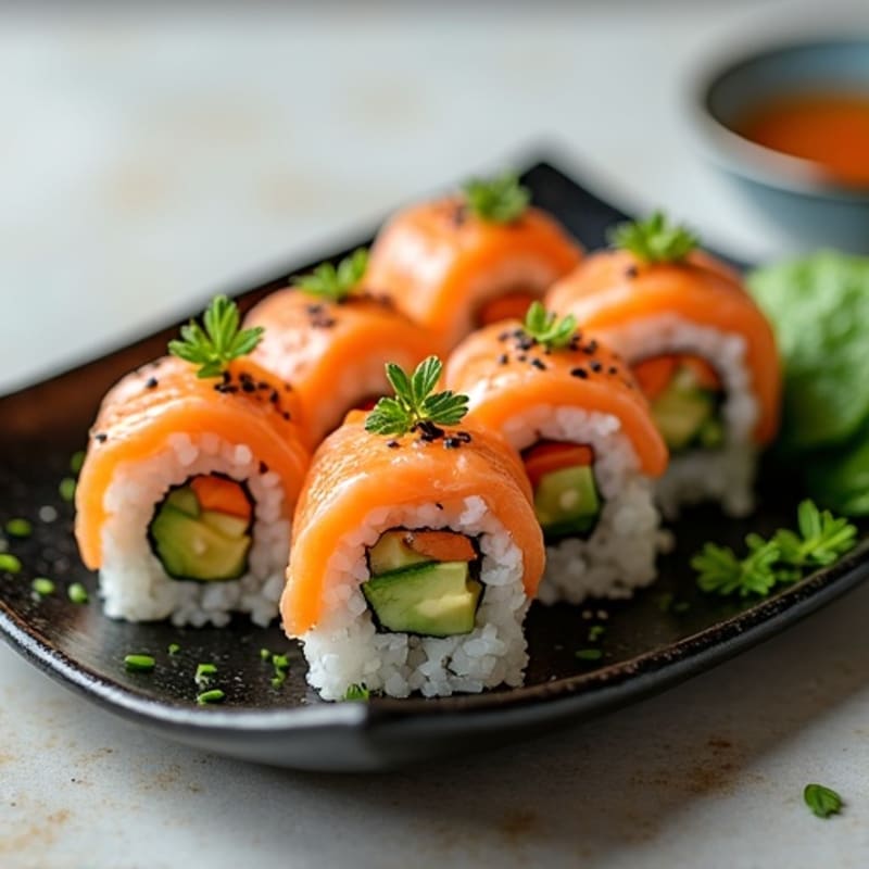 Fresh Salmon and Avocado Nori Rolls