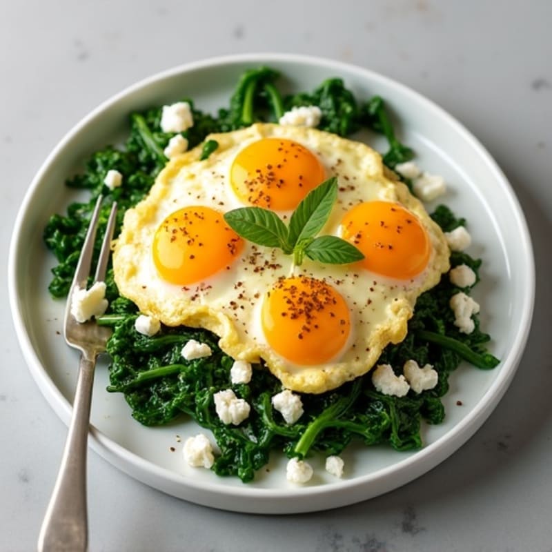 Egg White and Cottage Cheese Scramble with Sautéed Spinach