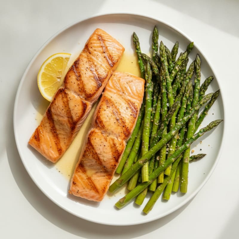 Pan-Seared Salmon with Roasted Asparagus