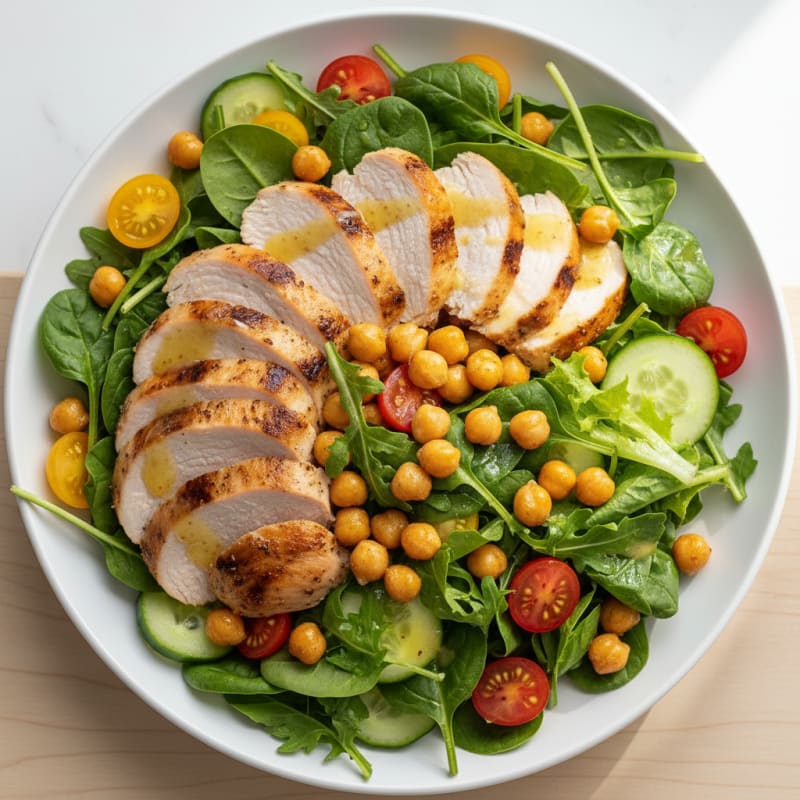 Grilled Turkey Breast Salad with Chickpeas and Lemon Vinaigrette