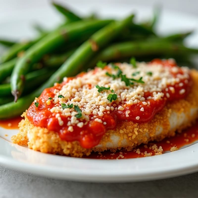 Crispy Baked Chicken Parmesan with Roasted Green Beans