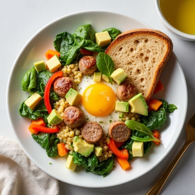 Egg White and Turkey Sausage Scramble with Spinach