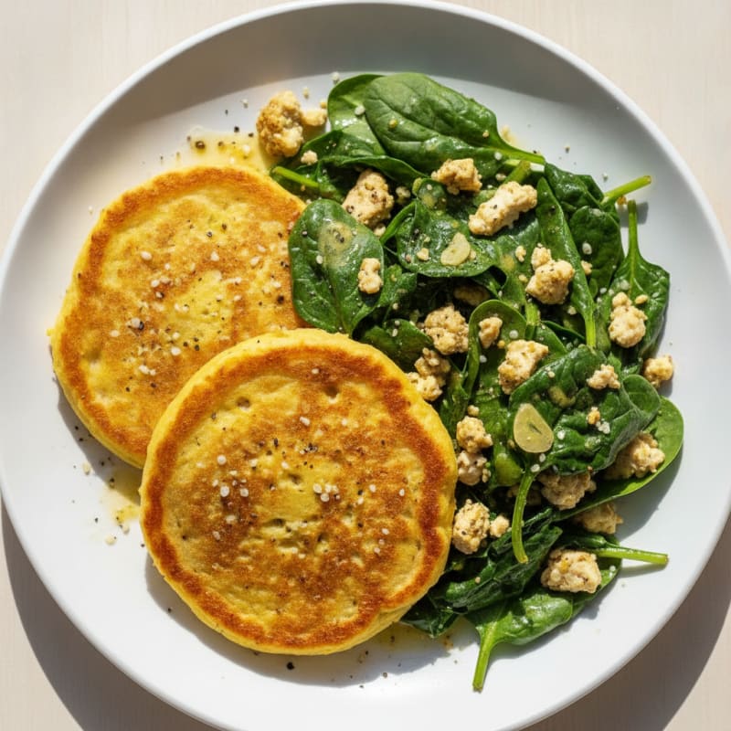 Savory Chickpea Pancakes with Sautéed Greens
