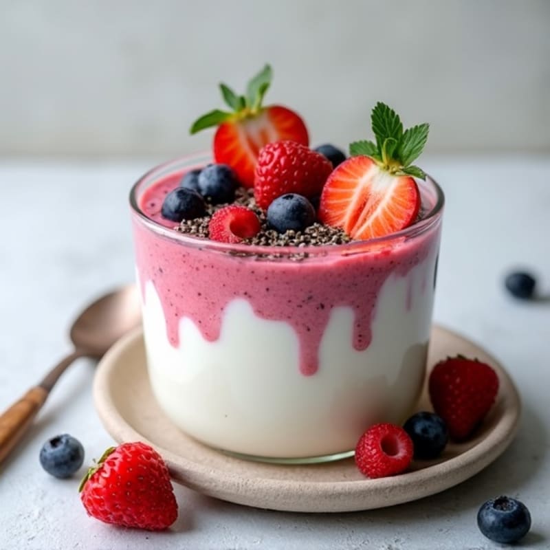 Silky Greek Yogurt Protein Pudding with Mixed Berries