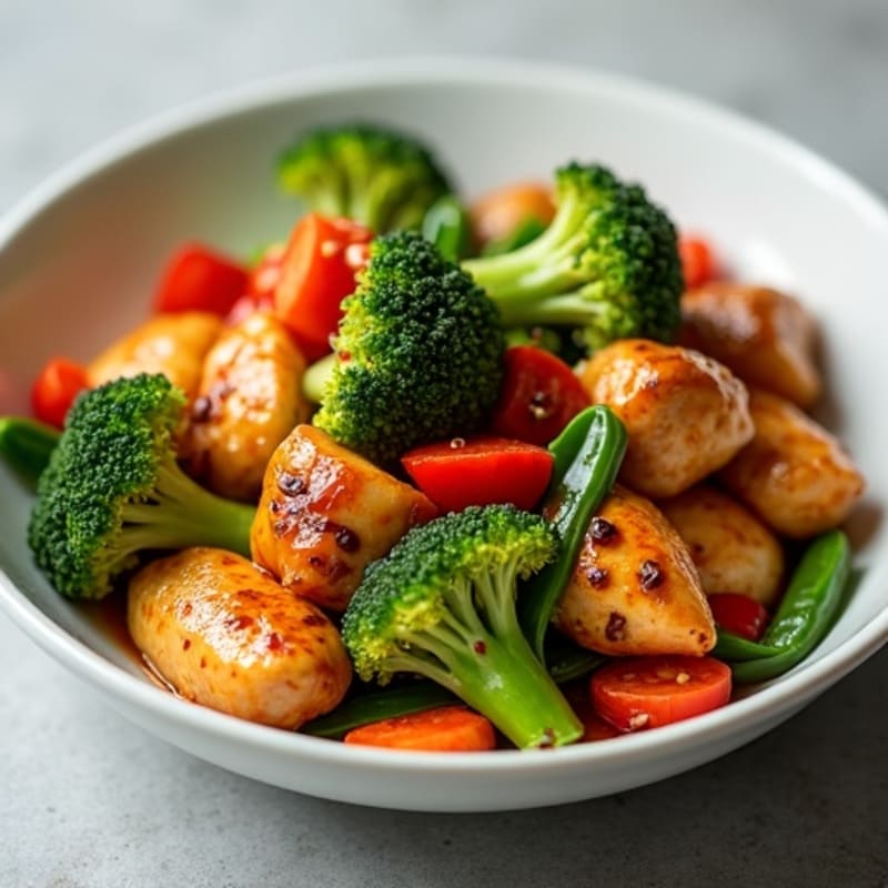 Sweet and Spicy Chicken Stir-Fry with Crunchy Broccoli