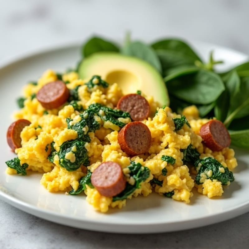 Scrambled Egg Whites with Spinach and Turkey Sausage