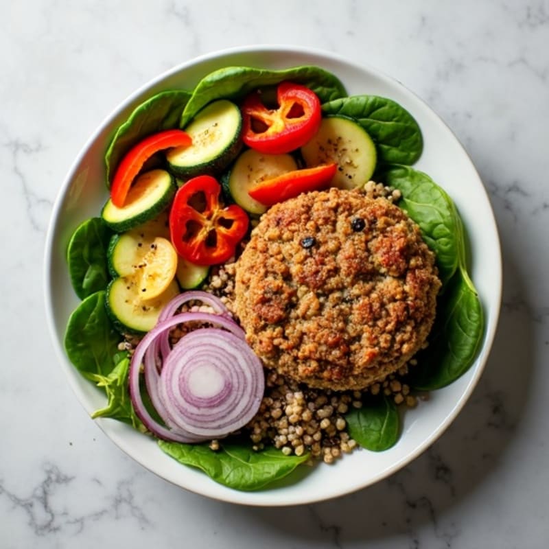 Lean Burger Bowl with Roasted Vegetables