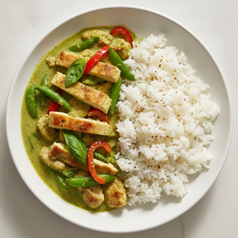 Green Curry Chicken with Coconut Rice