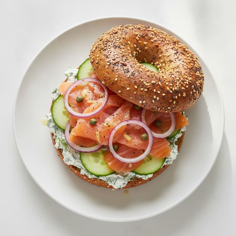 Smoked Salmon Everything Bagel Sandwich