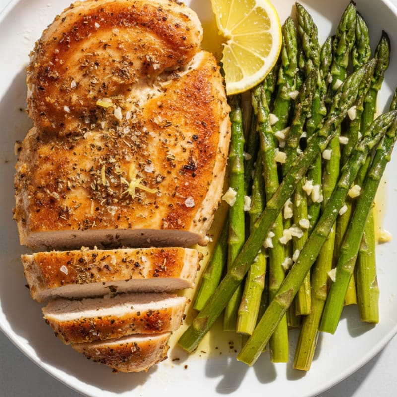 Pan-Seared Chicken with Roasted Asparagus