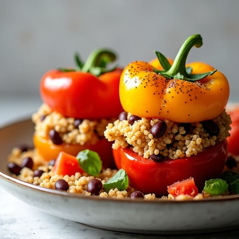 Hearty Zesty Quinoa Stuffed Bell Peppers