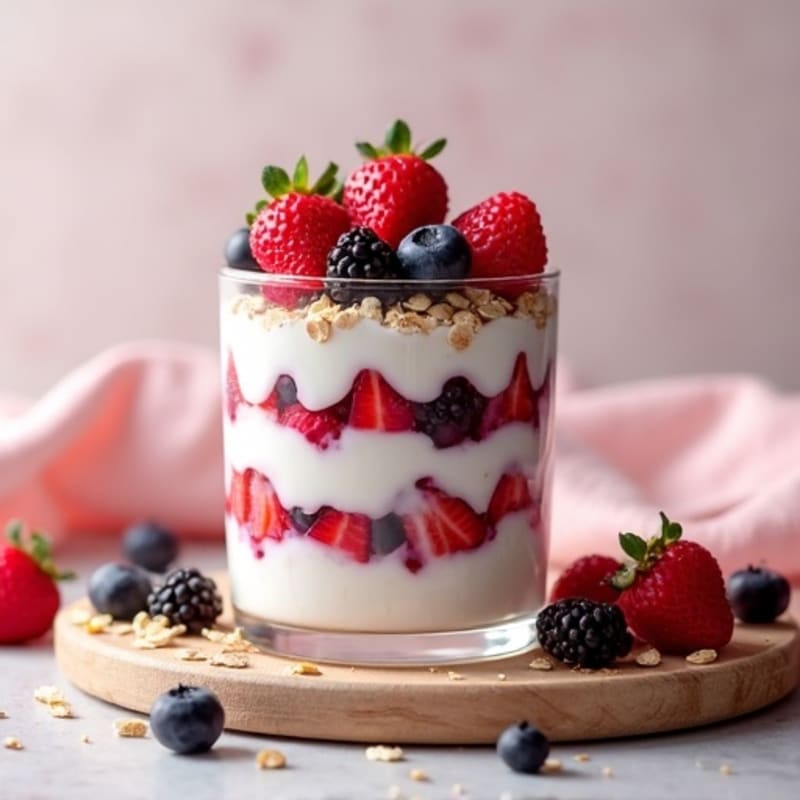 Greek Yogurt Protein Parfait with Oats and Berries